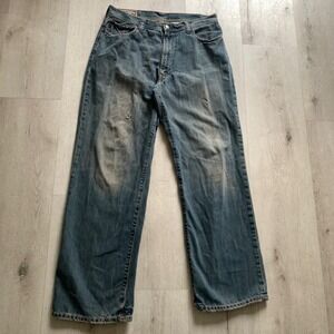 Vtg Abercrombie & Fitch Jeans Men 34x34 Blue Y2K 90s Distressed Baggy streetwear